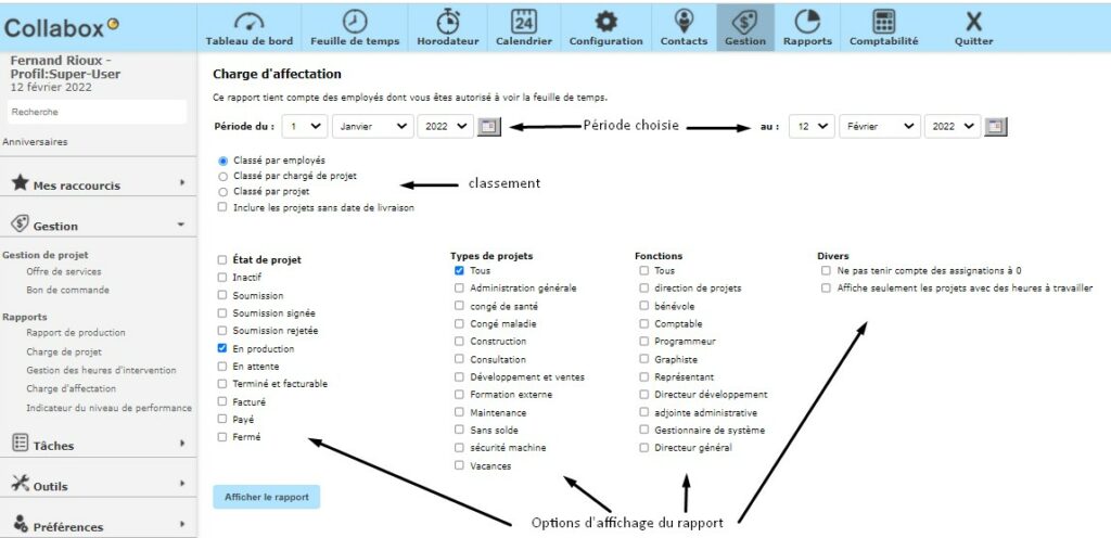 Report display options