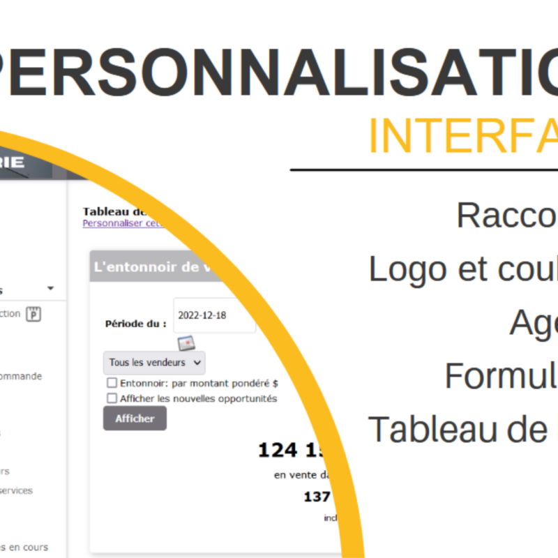 Personnalisation de l'interface utilisateur de plusieurs manières.