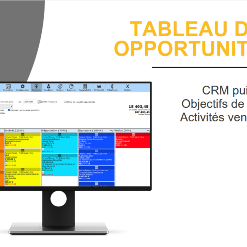 CRM puissant, tableau des opportunités.