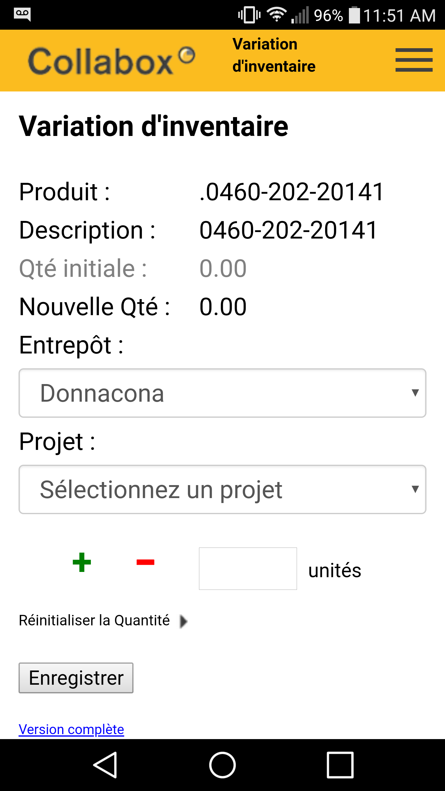 Visual of the inventory change on a mobile device.