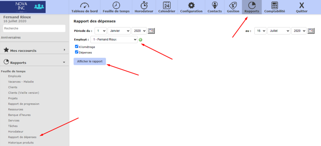 How to get to the employee expense report
