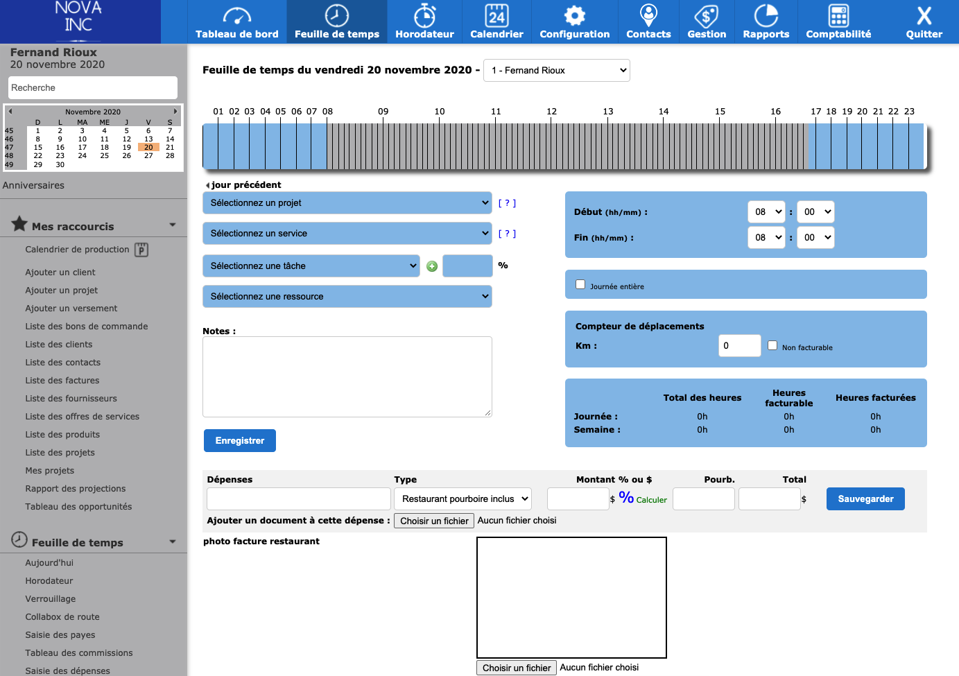 La feuille de temps de Collabox