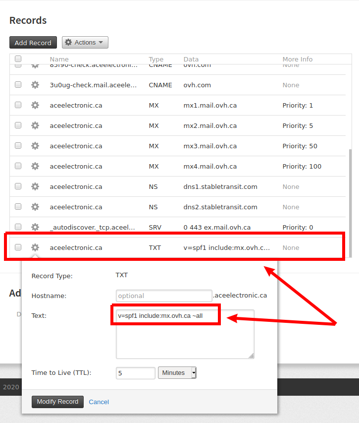 Configuration - DNS records