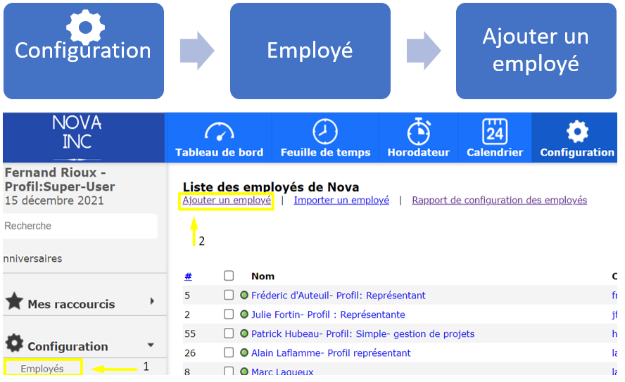 Set up an employee record