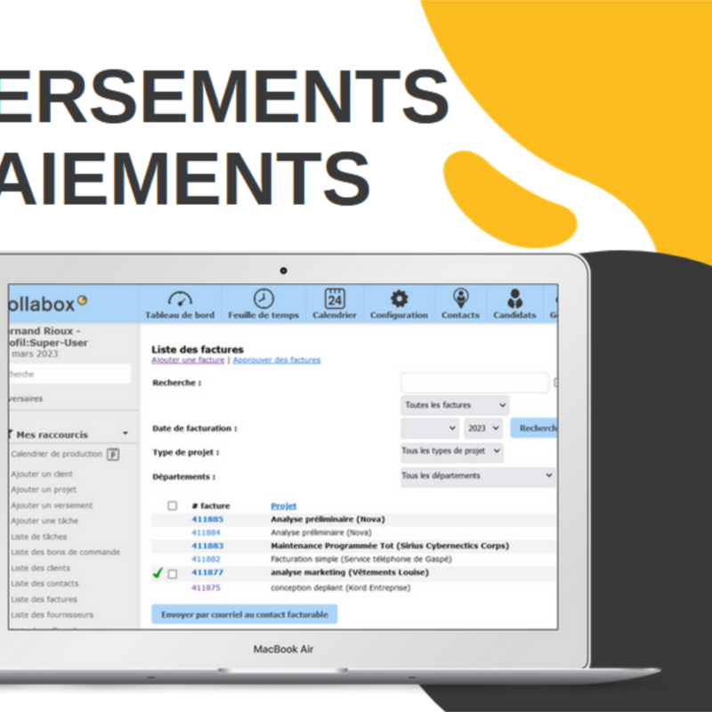 Les versements de factures clients et les paiements de factures fournisseurs