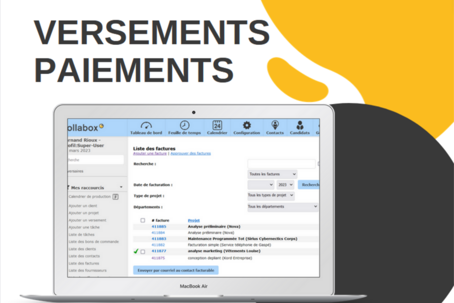 Les versements de factures clients et les paiements de factures fournisseurs