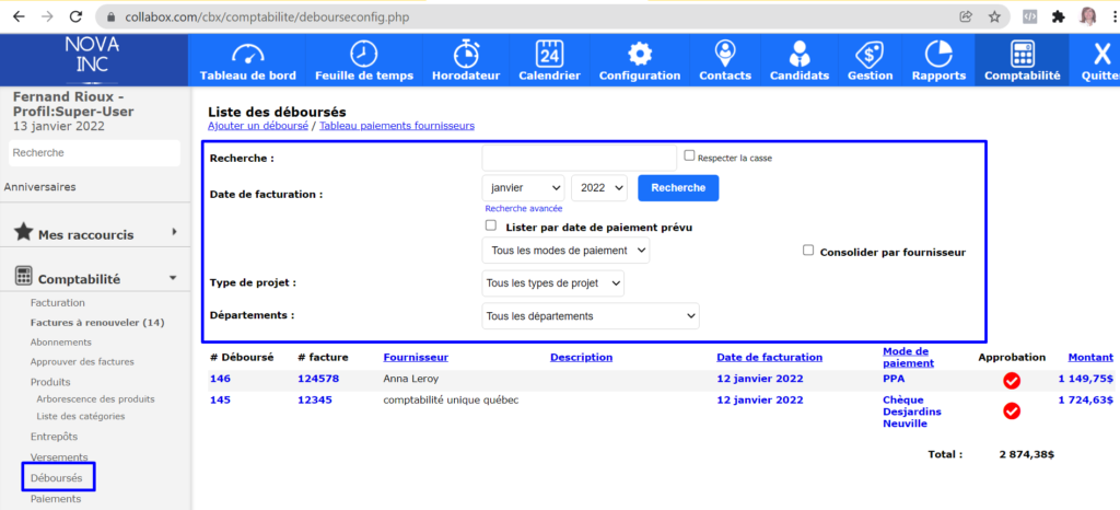 Image: get access to the different disbursements seized  