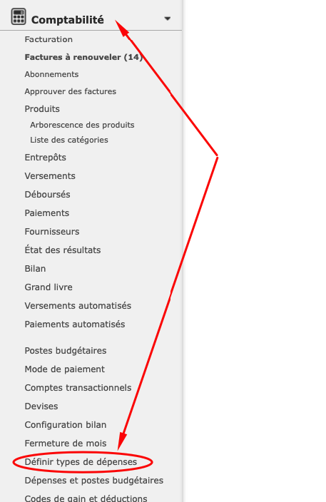 Define types of expenses