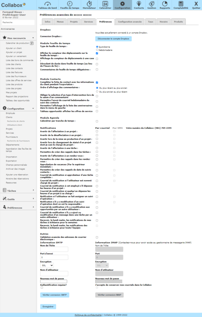 Employee record - preferences  