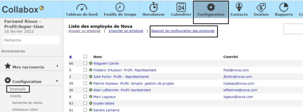 staff configuration report