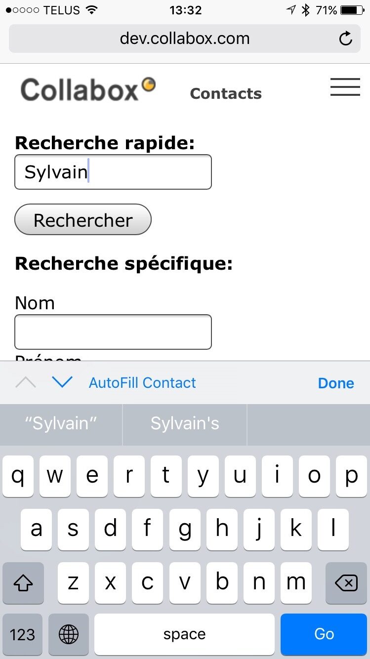 Rechercher un contact par nom seulement