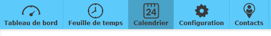 Emplacement du module Calendrier dans le menu principal de Collabox.