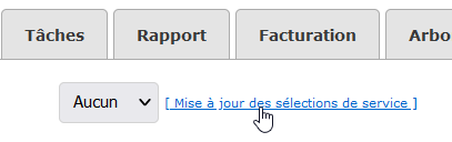 Image showing the location of the link to the service selections update.