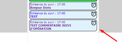 Example of displaying a task from the follow-up with a client.