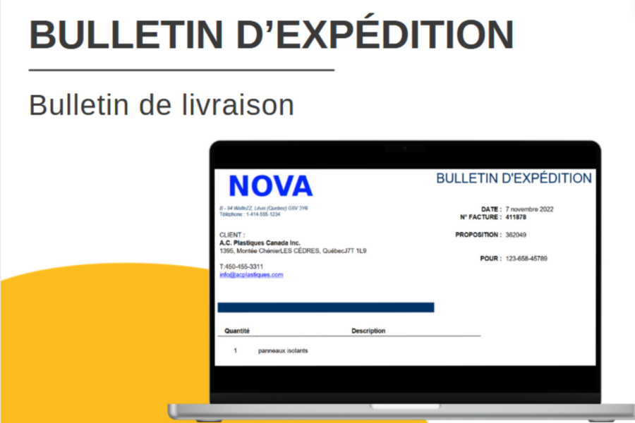 Bulletin d'expédition. Bulletin de livraison