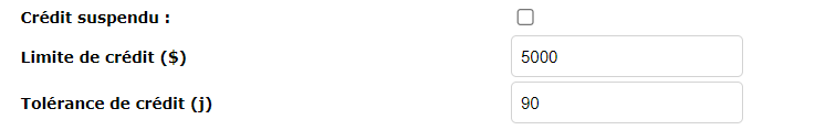 Example of the customer file where we can see the three fields related to the credit limit.