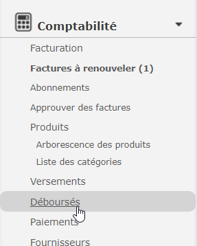 Image showing the left-hand drop-down menu where the disbursements are all approved.