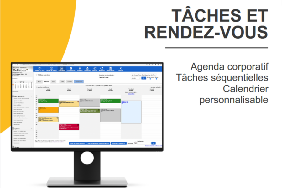 Tâches et rendez-vous dans un calendrier corporatif.