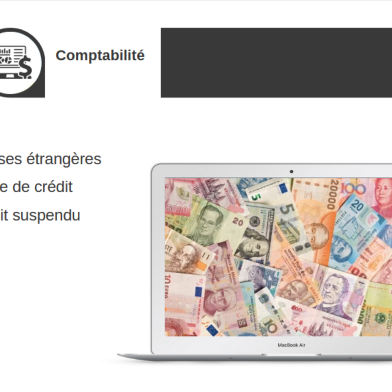 Gérer les devises, les limites de crédit et le crédit suspendu avec le module Comptabilité