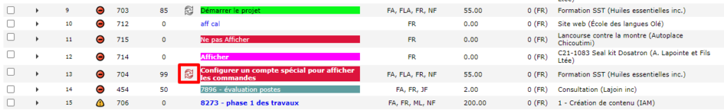 identification de l'icône rouge démontrant que c'est la dernière tâche répétée. 