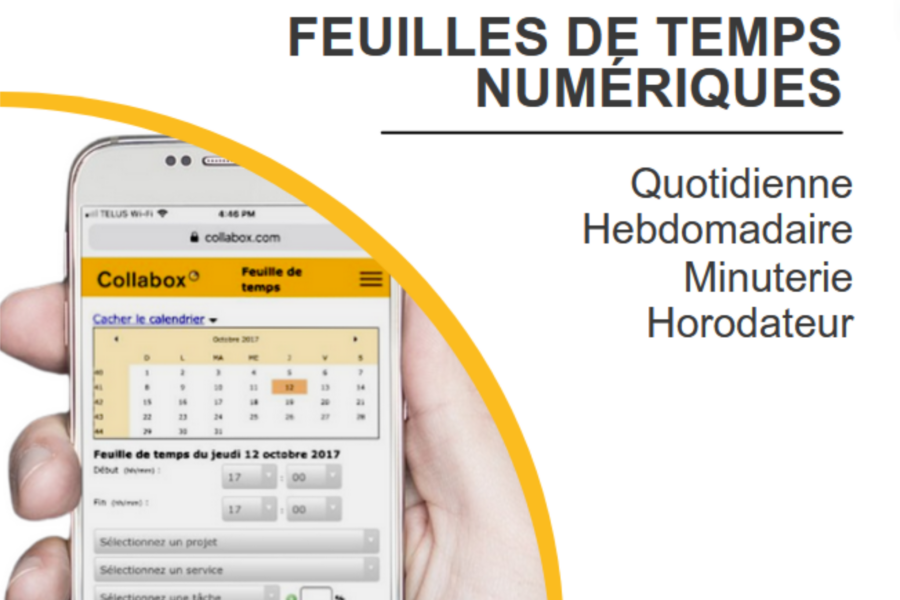 Feuilles de temps numériques, quotidienne, hebdomadaire, minuterie et horodateur disponibles.