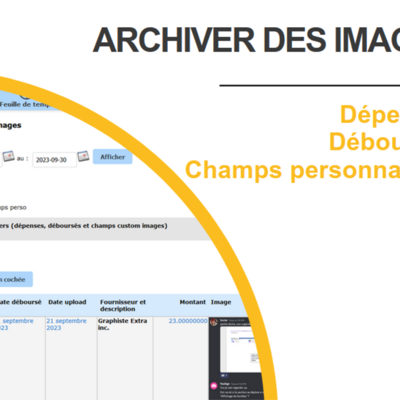 Archiver des images pour conserver une version numérique de vos dépenses et déboursés.