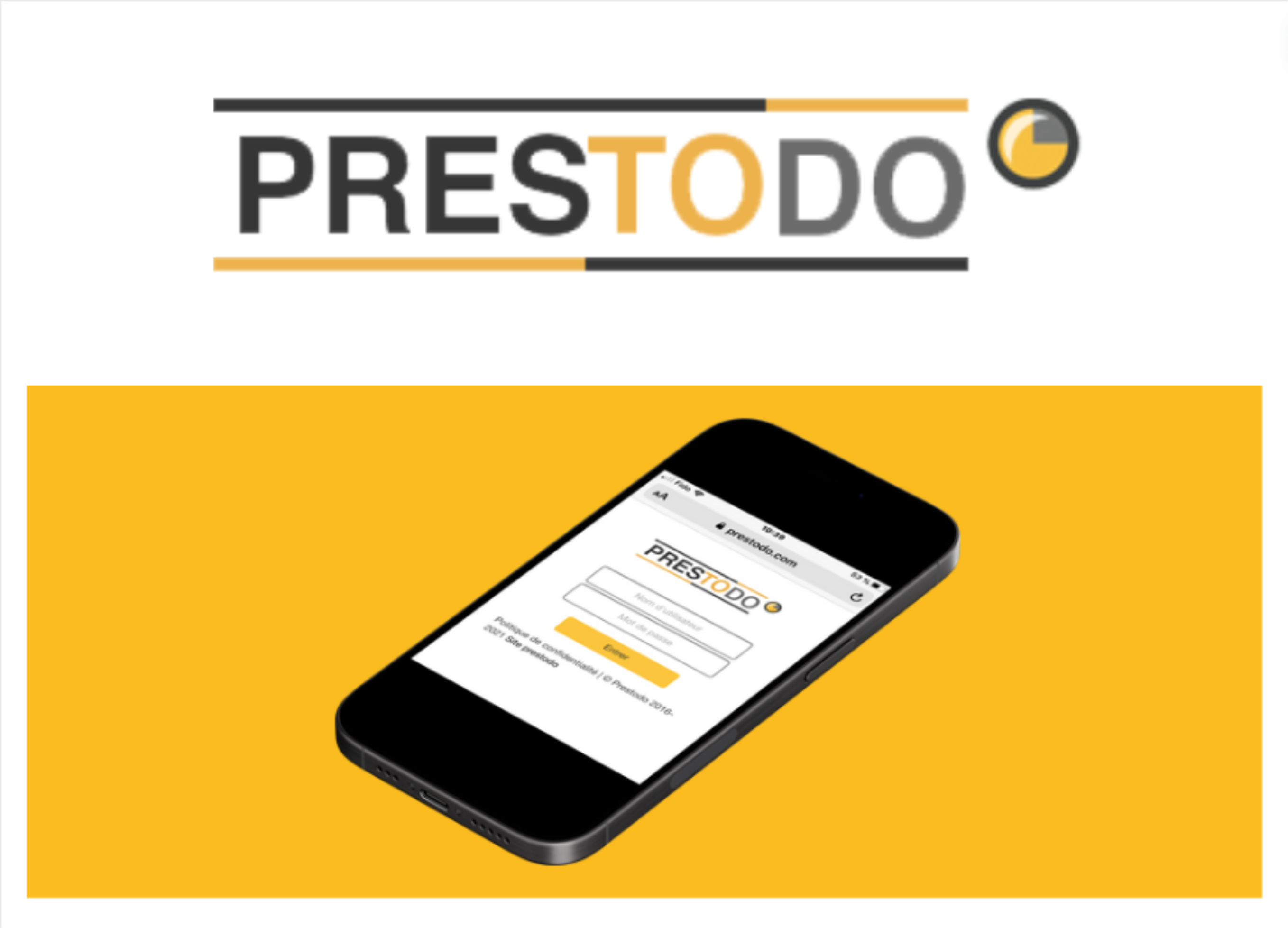 Image montrant le Prestodo sur un cellulaire.